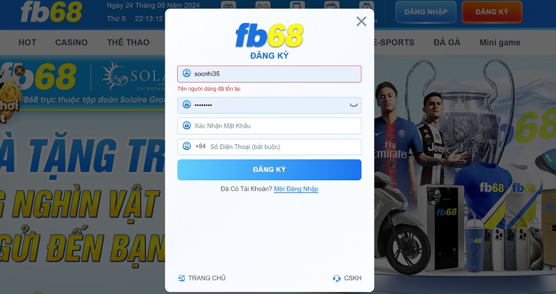 Hạn chế trùng tên đăng nhập đã có trên hệ thống